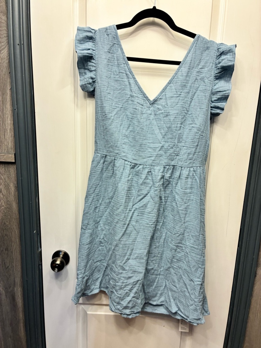 Cupshe Light Blue Mini Dress with Flutter Sleeves